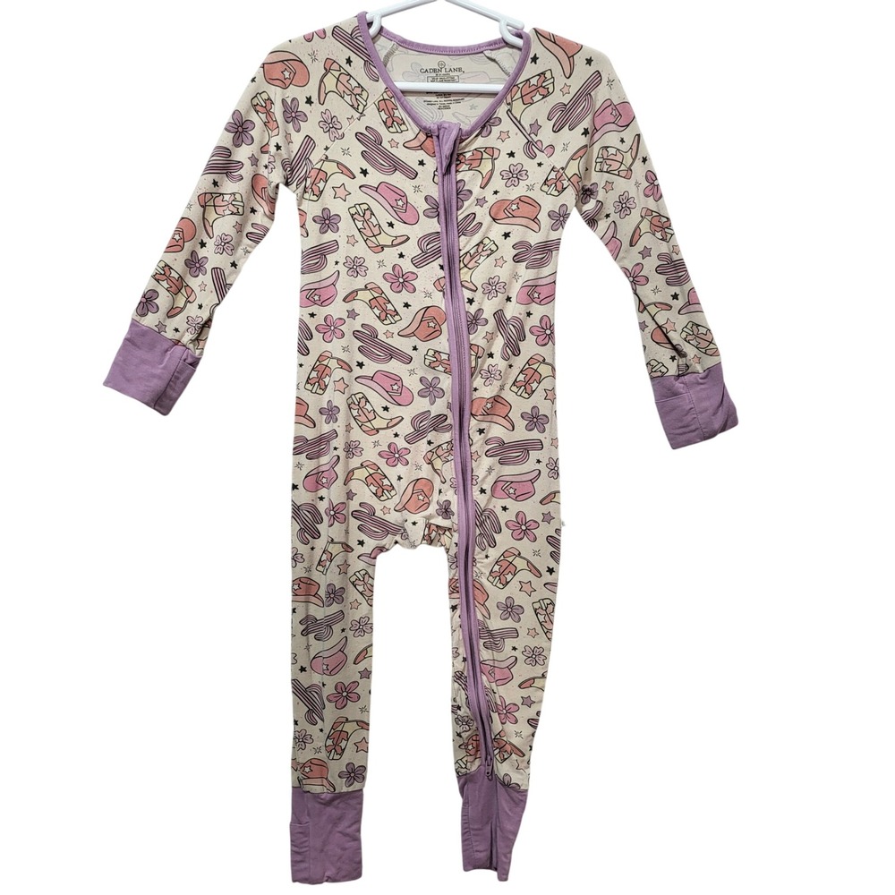 Caden Lane Kids Pajamas 18 24 Months Western Cowboy Boots Cactus Print Sleepwear